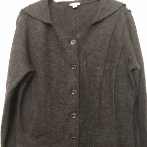J. Jill 100% Wool Hooded Button-up Jacket Size M